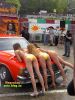 gals wahing cars